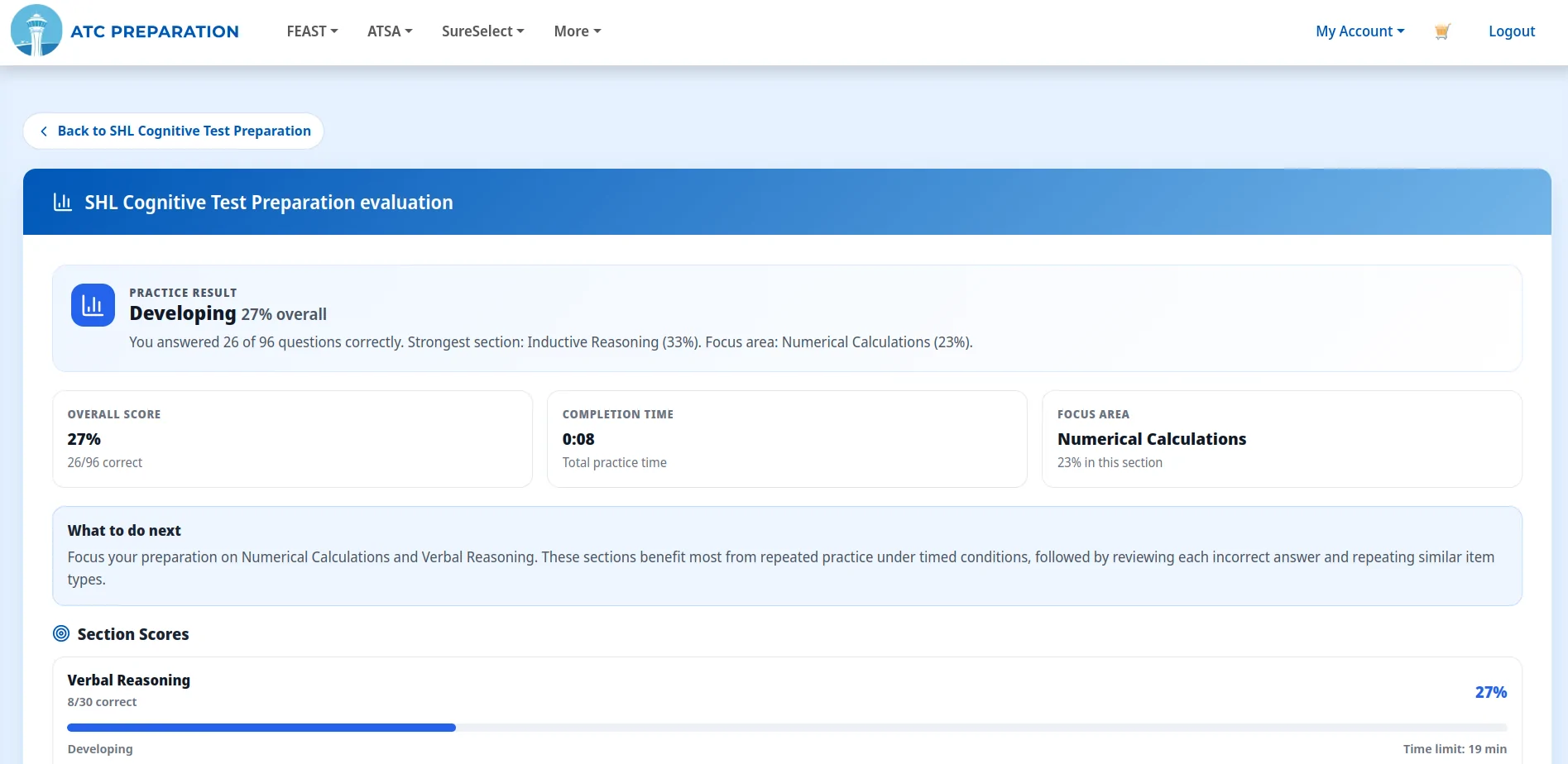 SHL cognitive test overall evaluation overview