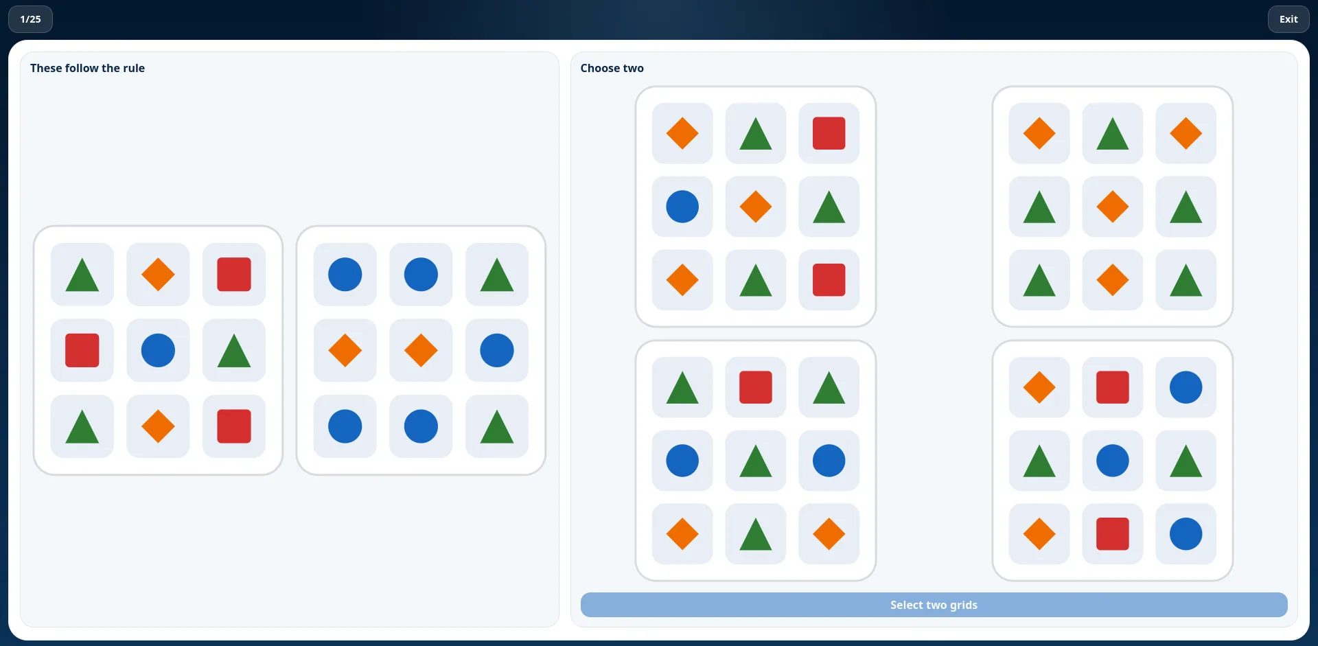 Inductive Reasoning training module in action